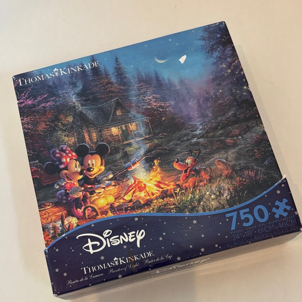 Ceaco Disney Thomas Kinkaid Minnie Mickey Sweatheart Campfire‎ Puzzle Valentines